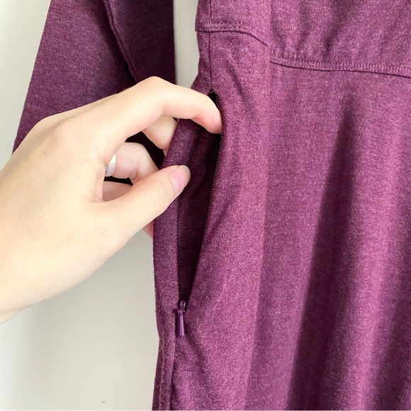 Toad & Co. Rozmonde Rosalinda 3/4 Sleeve V-Neckline Purple Organic Dress Large L - Picture 6 of 9